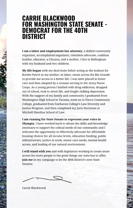 Carrie Blackwood Candidate Statement