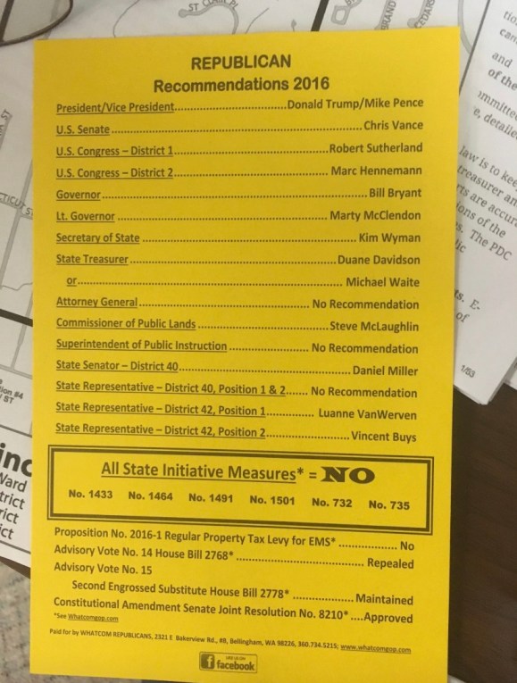 Whatcom GOP 2016 recommendations