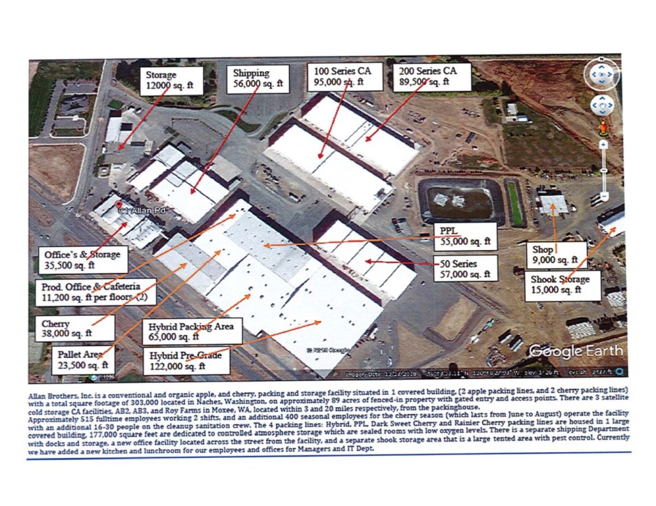 Screenshot of map of the Allan Bros. property located in Naches, Washington