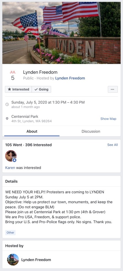 Lynden Freedom Facebook Event 070520