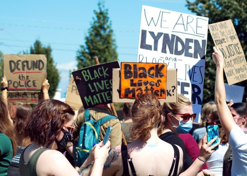 Youth with signs for Black lives Lynden 070520